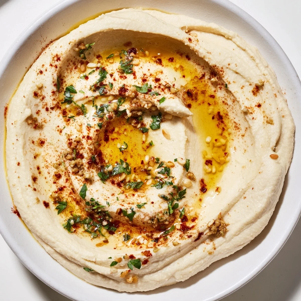 Fresh, vibrant 5-Minute Homemade Hummus, blended until perfect and ideal for sharing with friends.