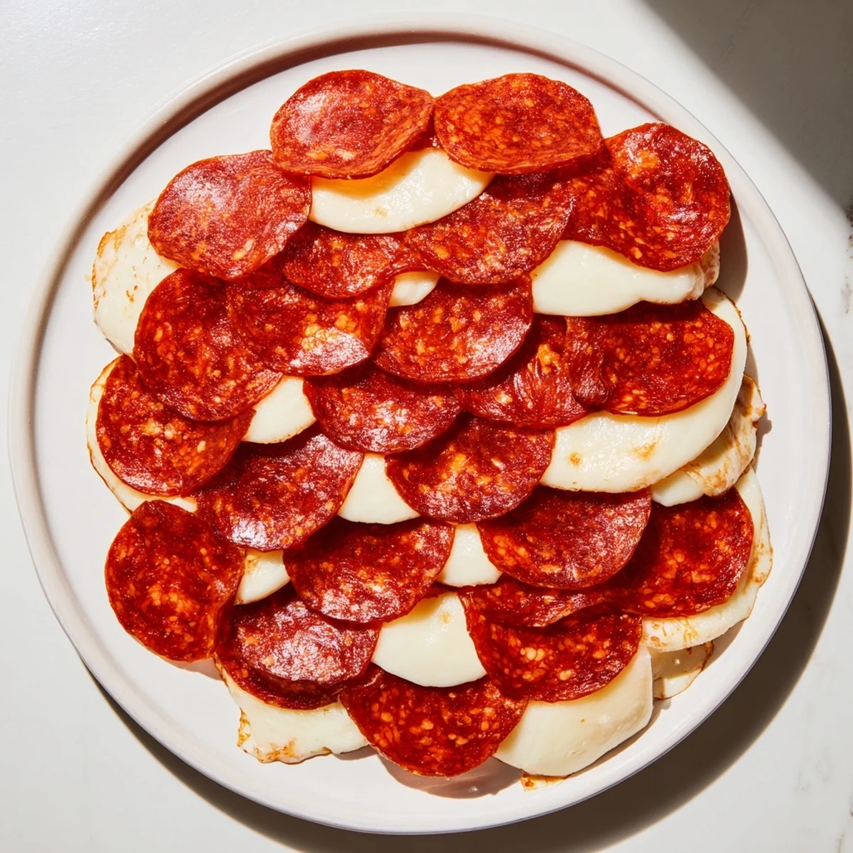 Dragon Scale appetizer featuring layers of pepperoni and cheese, a visually appealing party snack.