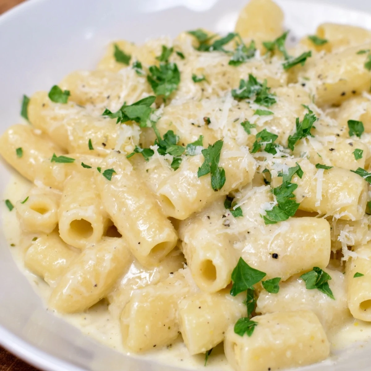 Steaming bowl of 15-Minute Garlic Parmesan Pasta, creamy and golden, ready to be enjoyed.