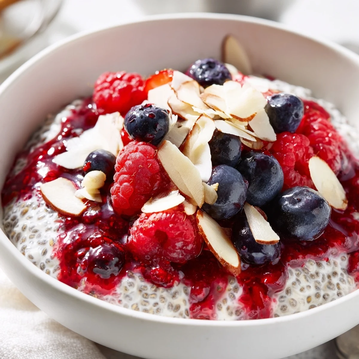 Creamy Berry Chia Pudding, layered with vibrant mixed berries, a delicious, simple breakfast option.