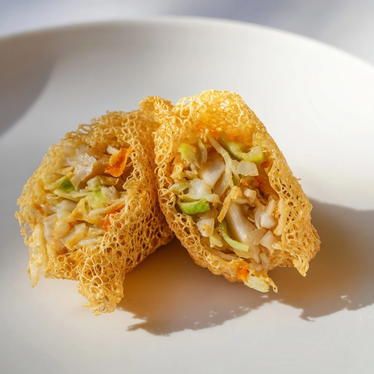 Golden, crispy Crispy Rice Paper Dumplings ready to be dipped and enjoyed as a snack!