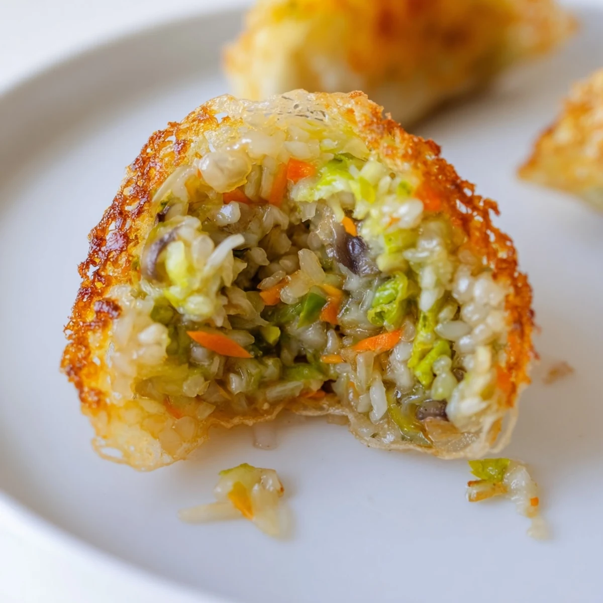 These savory Crispy Rice Paper Dumplings are served hot, bursting with flavorful filling.