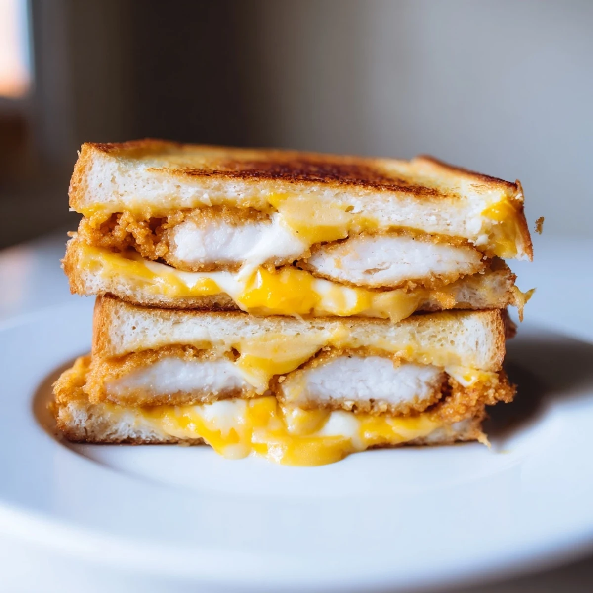 Warm, cheesy Chicken Nugget Grilled Cheese picture perfect for a quick, comforting lunch everyone will love.