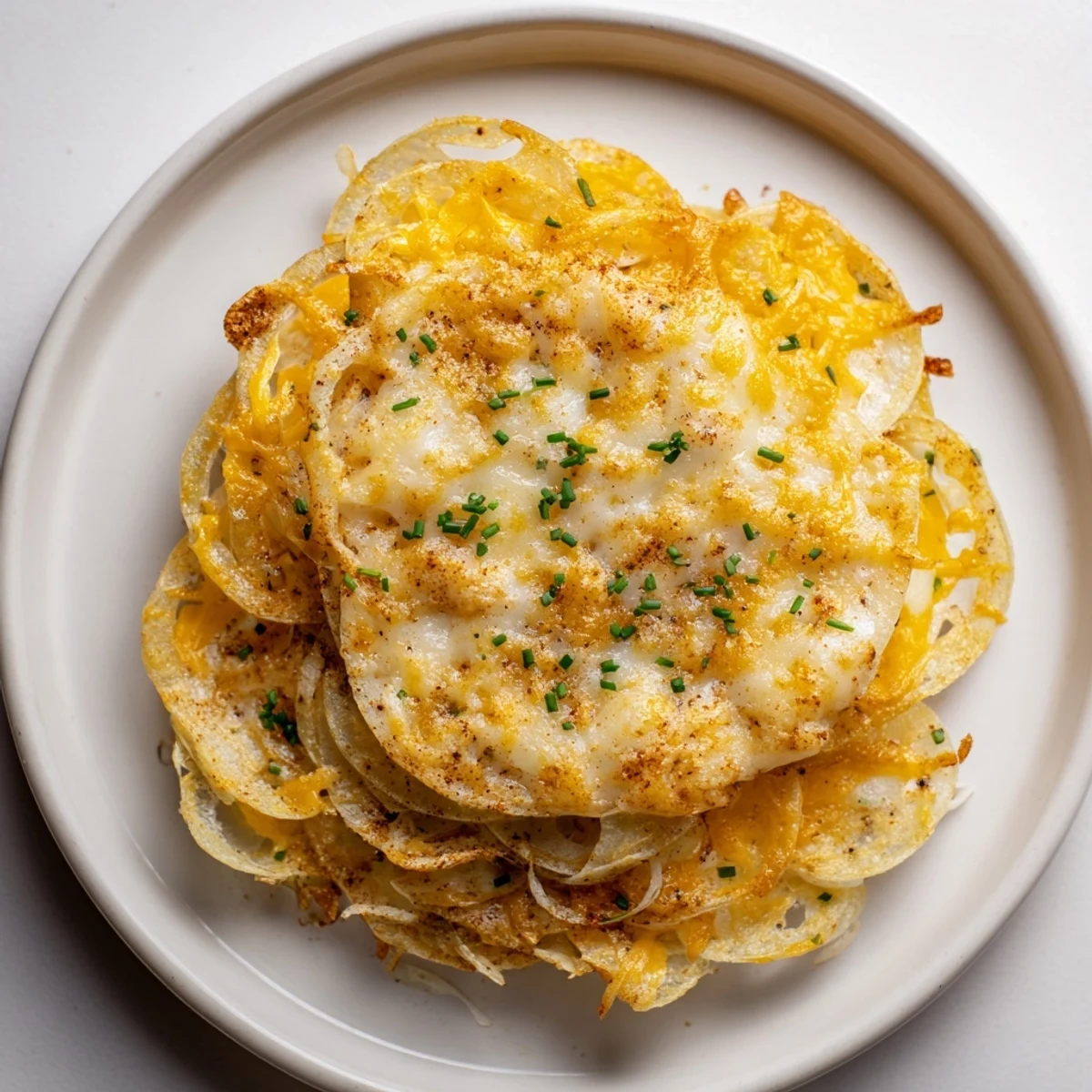 Get ready for the crunch! This image shows homemade Crispy Onion Cheese Chips with cheese and herbs.