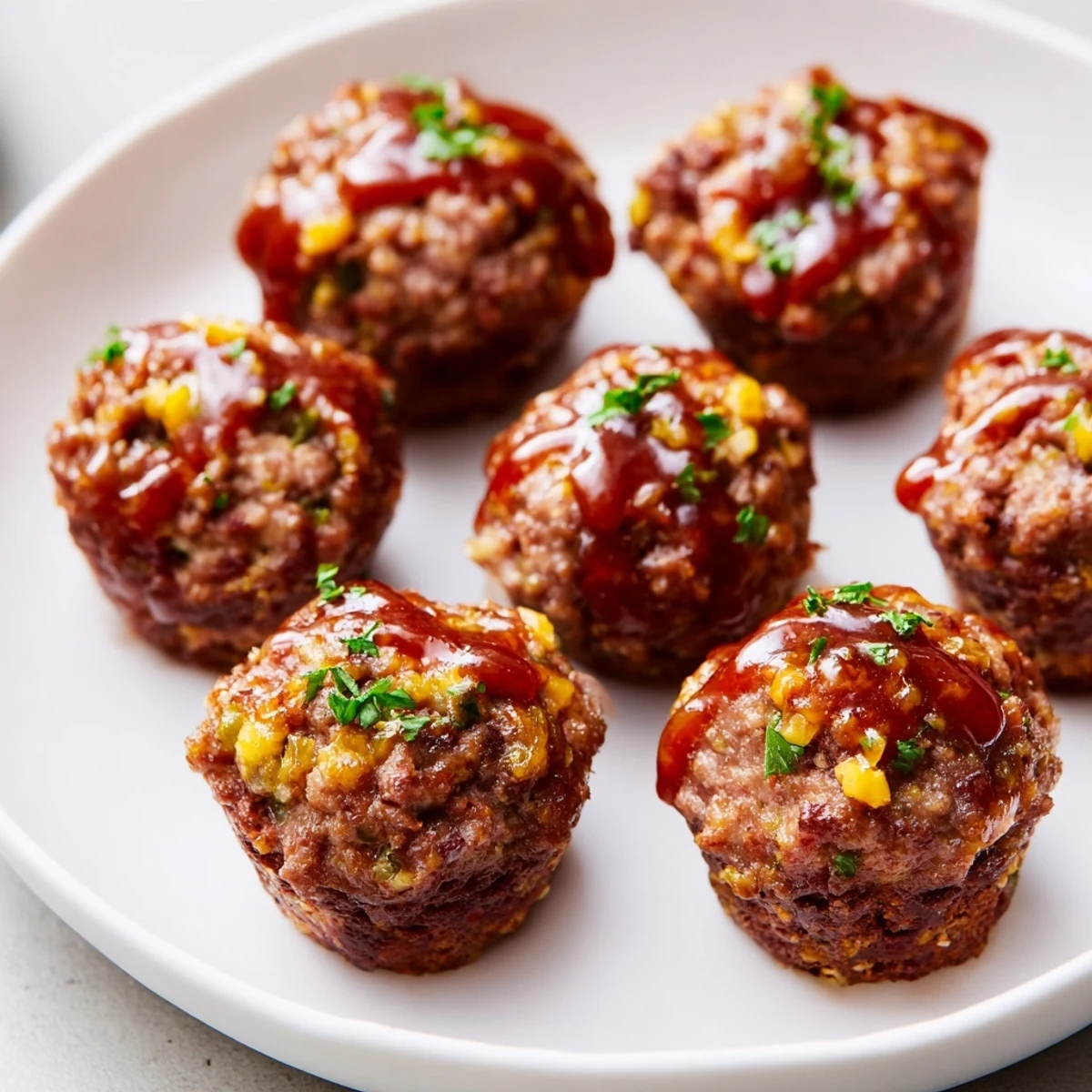 Twelve perfectly formed mini meatloaf bites, arranged in a muffin tin, ready for a comforting meal.