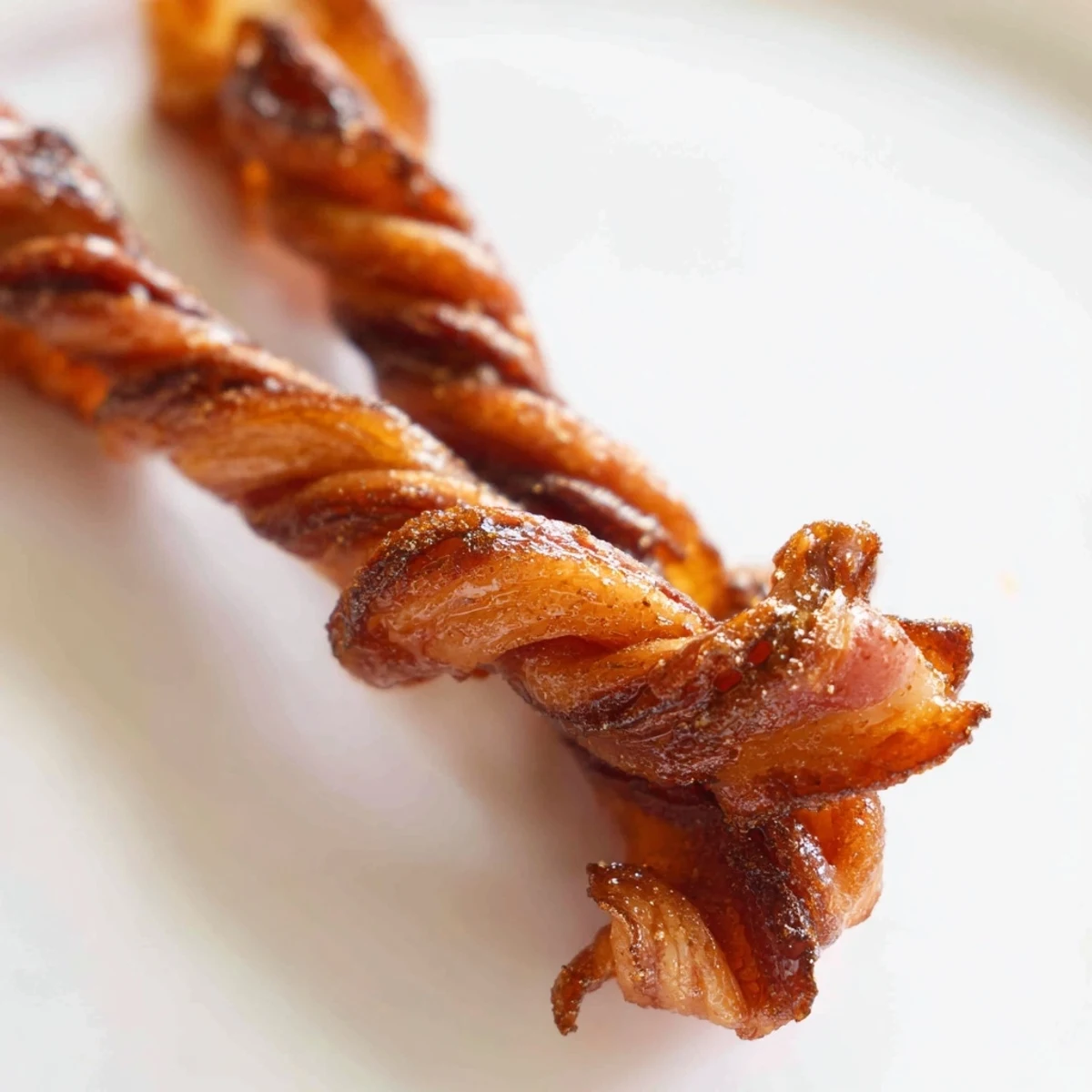 Sweet and savory Spiced Bacon Twists served warm, ideal for brunch gatherings or cocktail appetizers.