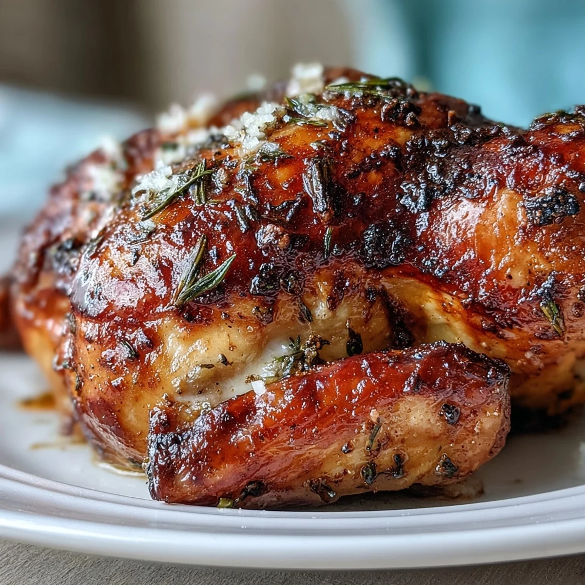 Roasted Chicken with Pot Potatoes, Lemon Herbs, and Feta for a family-style Mediterranean dinner, garnished with dill.  