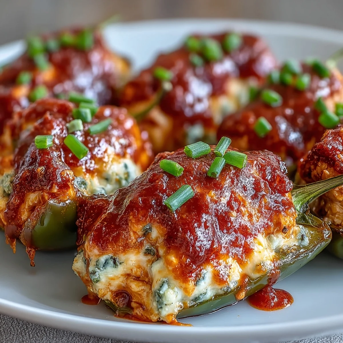 Freshly baked Buffalo Wing Poppers cooling on a wire rack, featuring tender peppers and savory shredded chicken mixed with tangy buffalo sauce.