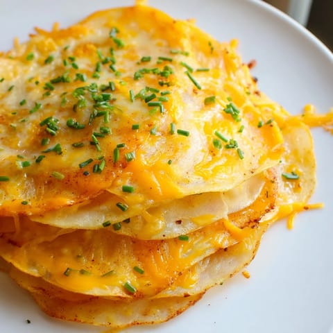 Air-fried to perfection, these Crispy Onion Cheese Chips feature golden cheese and browned onion rings.
