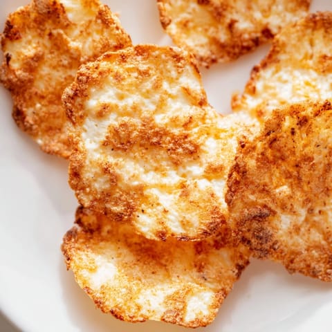 Freshly baked Cottage Cheese Chips arranged on a tray, garnished with herbs, perfect for gluten-free snacking.  