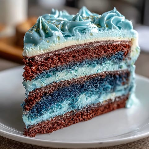 Dark blue and gold ombre layer cake with smooth vanilla buttercream and elegant gold leaf accents, perfect for graduation celebrations.