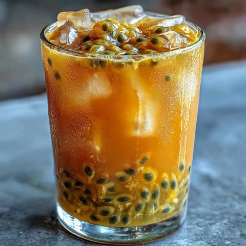 Tropical Sunrise Mocktail with Passionfruit and Orange, a vibrant non-alcoholic drink with a stunning layered sunrise effect in tall glasses.