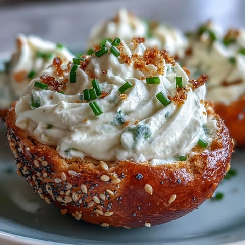 Creamy deviled eggs topped with everything bagel seasoning for a savory, tangy appetizer perfect for brunch.  
