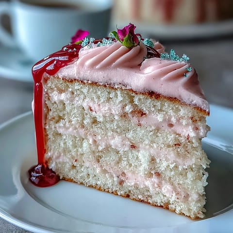 This Bridal Shower Rosé Velvet Cake showcases a luscious pink hue and edible gold.