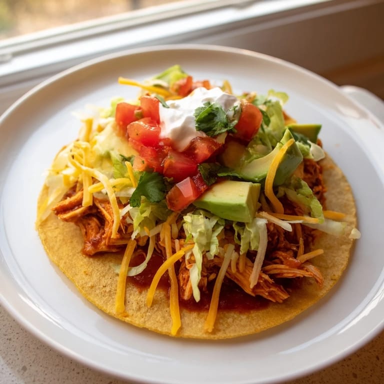 Juicy slow cooker shredded chicken tacos with vibrant salsa, perfectly seasoned for taco night.