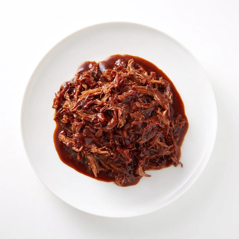 Pile of savory 5-Ingredient BBQ Pulled Pork, perfect for sandwiches, with a smoky aroma enticing you.