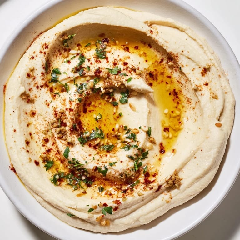 Fresh, vibrant 5-Minute Homemade Hummus, blended until perfect and ideal for sharing with friends.
