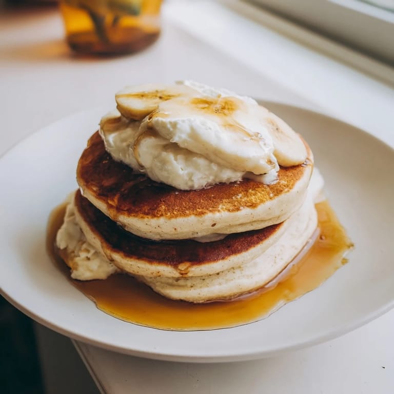 Mouthwatering image of protein banana pancakes, perfect for a quick, protein-packed breakfast.
