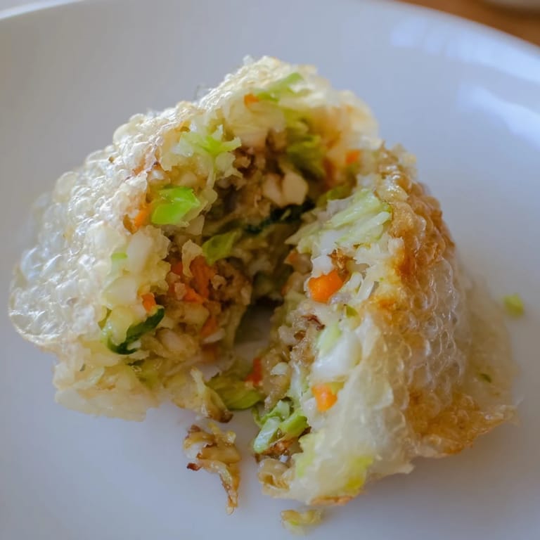 A close-up view of wonderfully fried, crunchy Crispy Rice Paper Dumplings, perfect for dipping.