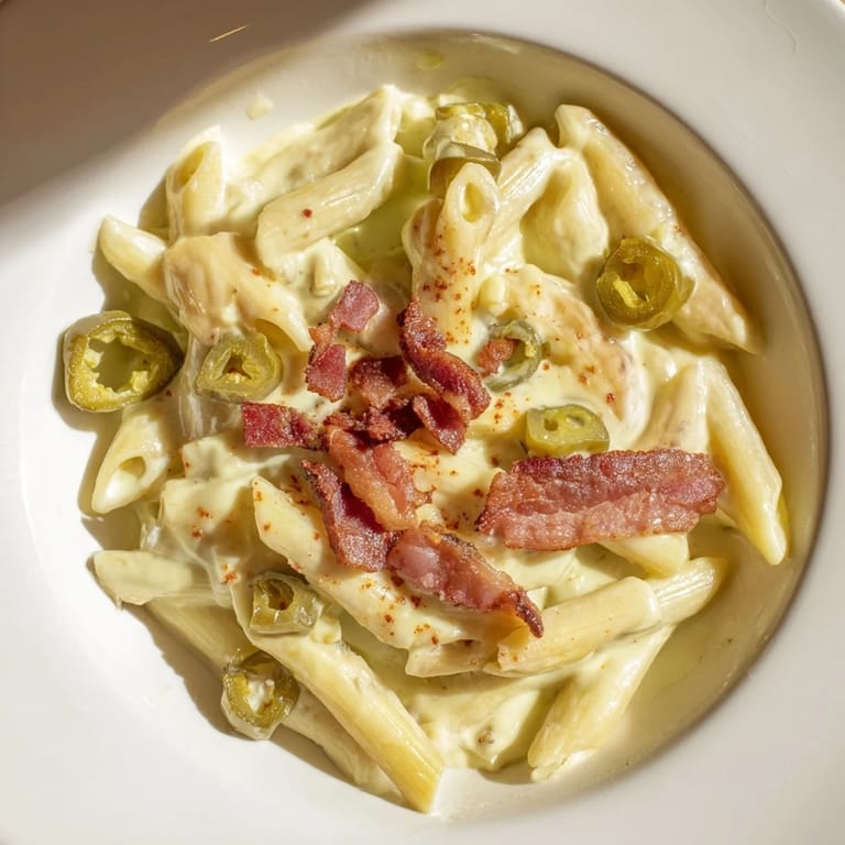 Golden toasted panko and fresh chives garnish a steaming bowl of Jalapeño Popper Pasta, perfect for weeknight comfort food.