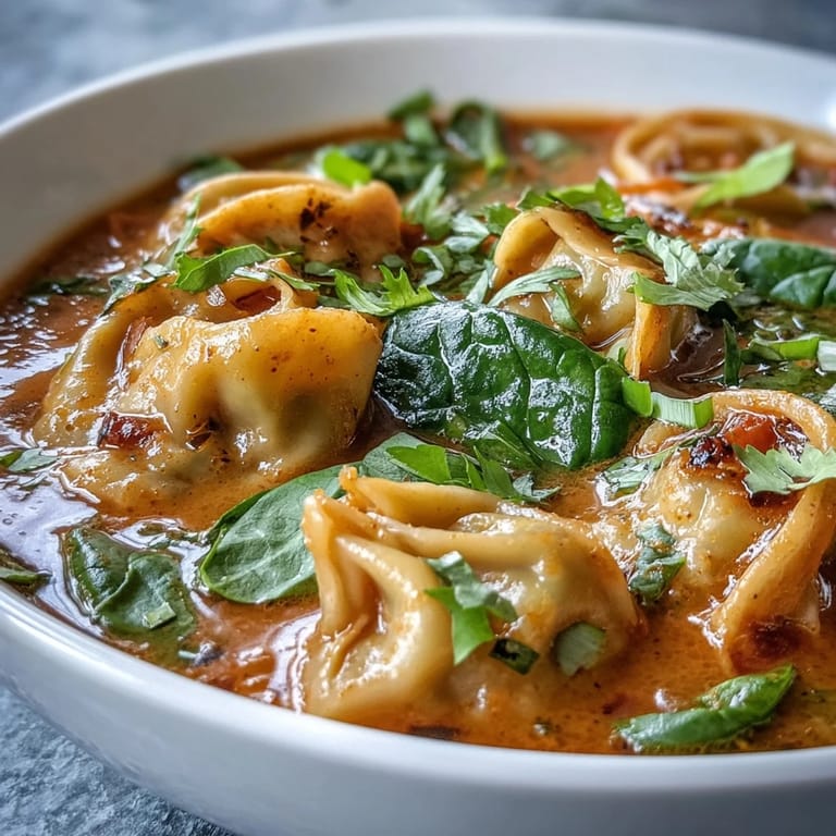Comforting bowl of Red Curry Wonton Soup, perfect with a squeeze of lime.