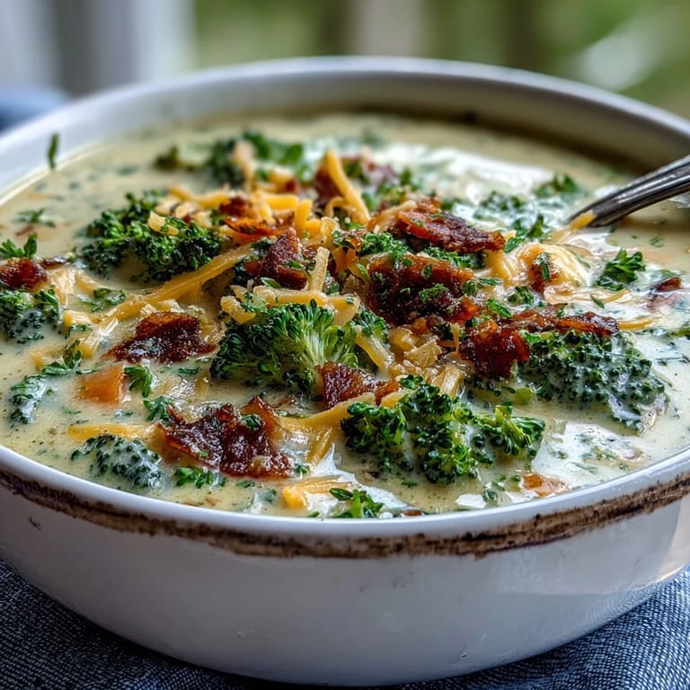 Vibrant green roasted broccoli and diced carrots blend into a rich orange-hued pot of homemade Roasted Broccoli Cheddar Soup.