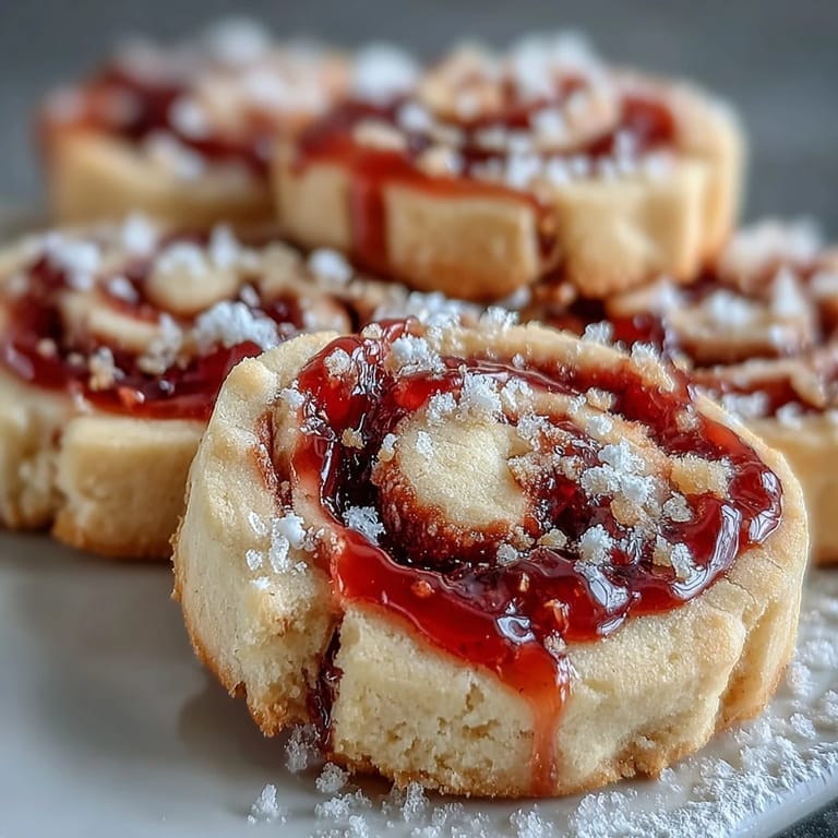 These homemade Raspberry Swirl Shortbread Cookies feature crisp edges and a soft, melt-in-your-mouth center, ideal for holiday gift giving.
