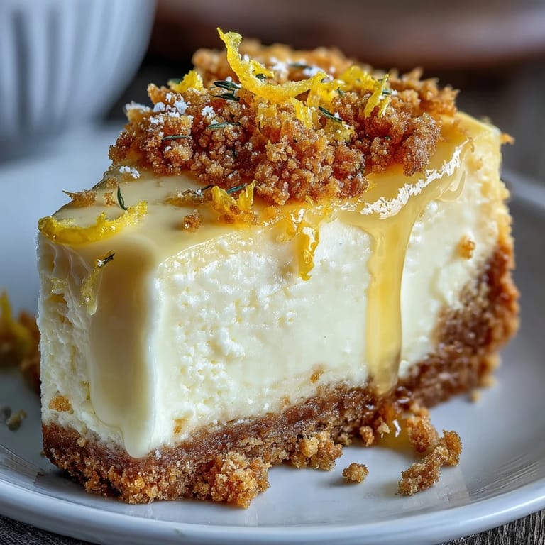 Creamy limoncello-infused cheesecake bars baked on a buttery graham cracker crust, perfect for a refreshing summer dessert.