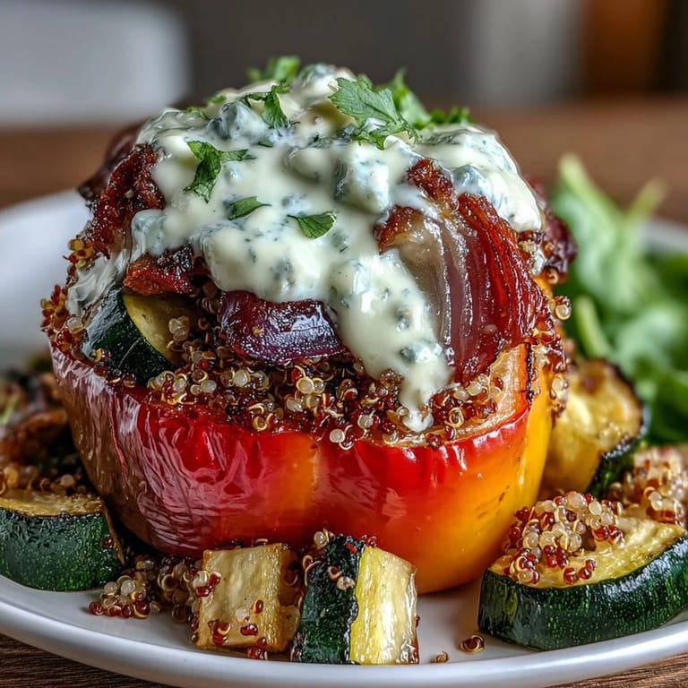 Hearty quinoa stuffed bell peppers, a colorful vegetarian dish perfect for dinner.