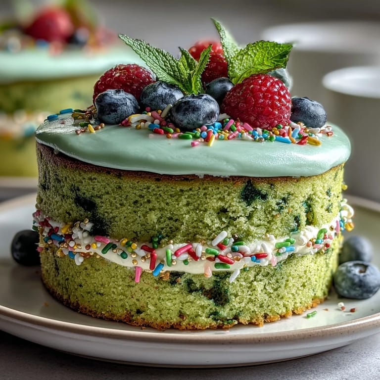 Elegant mini matcha cake with light green sponge and smooth vanilla buttercream, designed for smashing fun at brunch parties or special occasions.
