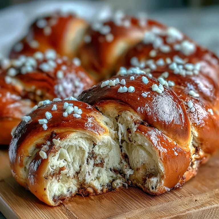 Close-up of twisted Swedish cardamom buns, showcasing their buttery, fluffy texture.