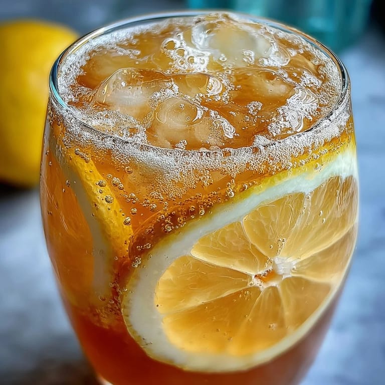 This Sparkling Fermented Lemonade photo captures tangy, sweet bubbles in a tall glass.