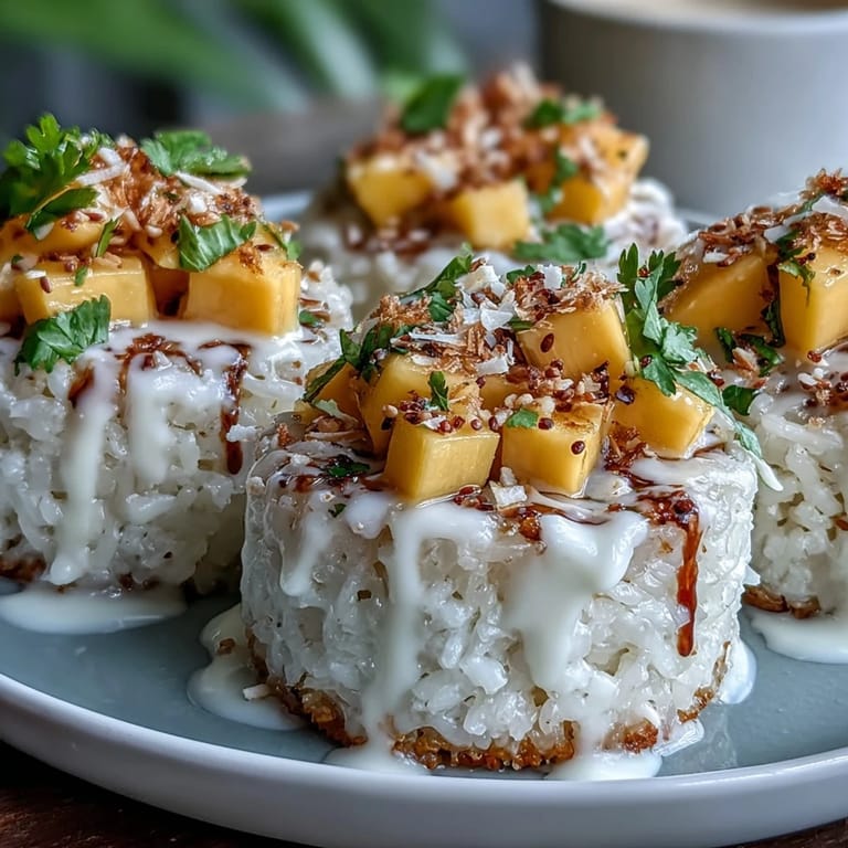 Individual Coconut Mango Sticky Rice Cups bursting with sweet, creamy coconut flavor.