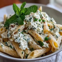 Creamy pea and ricotta pasta with mint, garnished with Parmesan and lemon zest for a bright, spring-inspired dish.