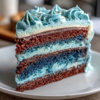 Dark blue and gold ombre layer cake with smooth vanilla buttercream and elegant gold leaf accents, perfect for graduation celebrations.